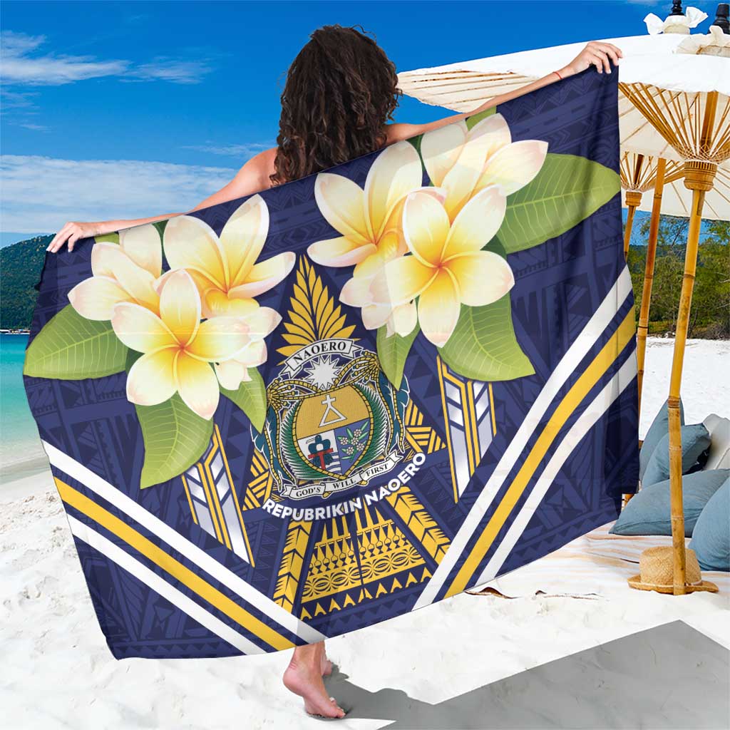 Nauru Independence Day Sarong Coat Of Arms With Plumeria - Polynesian Pride