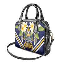 Nauru Independence Day Shoulder Handbag Coat Of Arms With Plumeria - Polynesian Pride