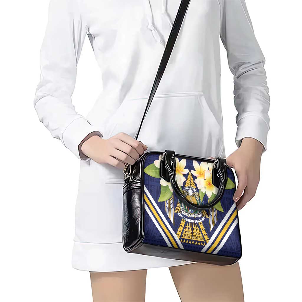 Nauru Independence Day Shoulder Handbag Coat Of Arms With Plumeria - Polynesian Pride