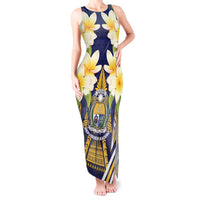 Personalised Nauru Independence Day Tank Maxi Dress Coat Of Arms With Plumeria - Polynesian Pride