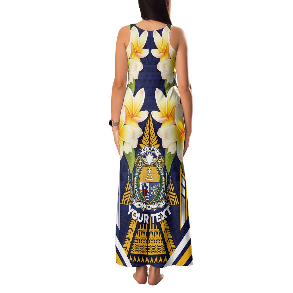Personalised Nauru Independence Day Tank Maxi Dress Coat Of Arms With Plumeria - Polynesian Pride