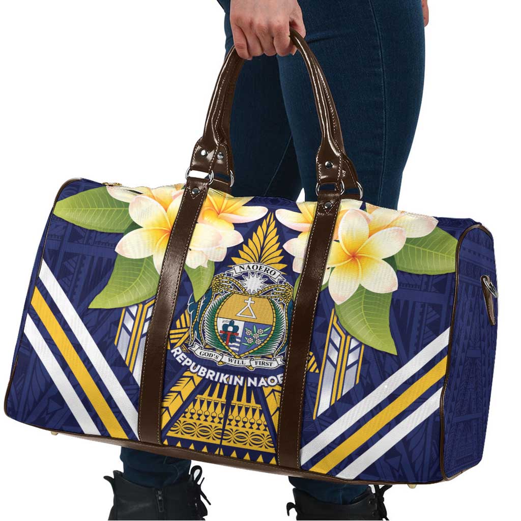 Nauru Independence Day Travel Bag Coat Of Arms With Plumeria - Polynesian Pride