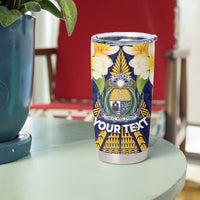 Personalised Nauru Independence Day Tumbler Cup Coat Of Arms With Plumeria - Polynesian Pride