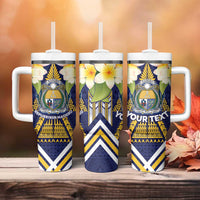 Personalised Nauru Independence Day Tumbler With Handle Coat Of Arms With Plumeria - Polynesian Pride