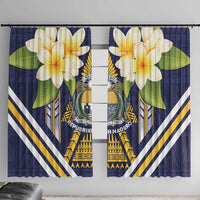 Nauru Independence Day Window Curtain Coat Of Arms With Plumeria - Polynesian Pride