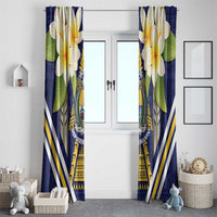 Nauru Independence Day Window Curtain Coat Of Arms With Plumeria - Polynesian Pride