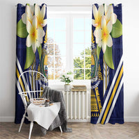 Nauru Independence Day Window Curtain Coat Of Arms With Plumeria - Polynesian Pride