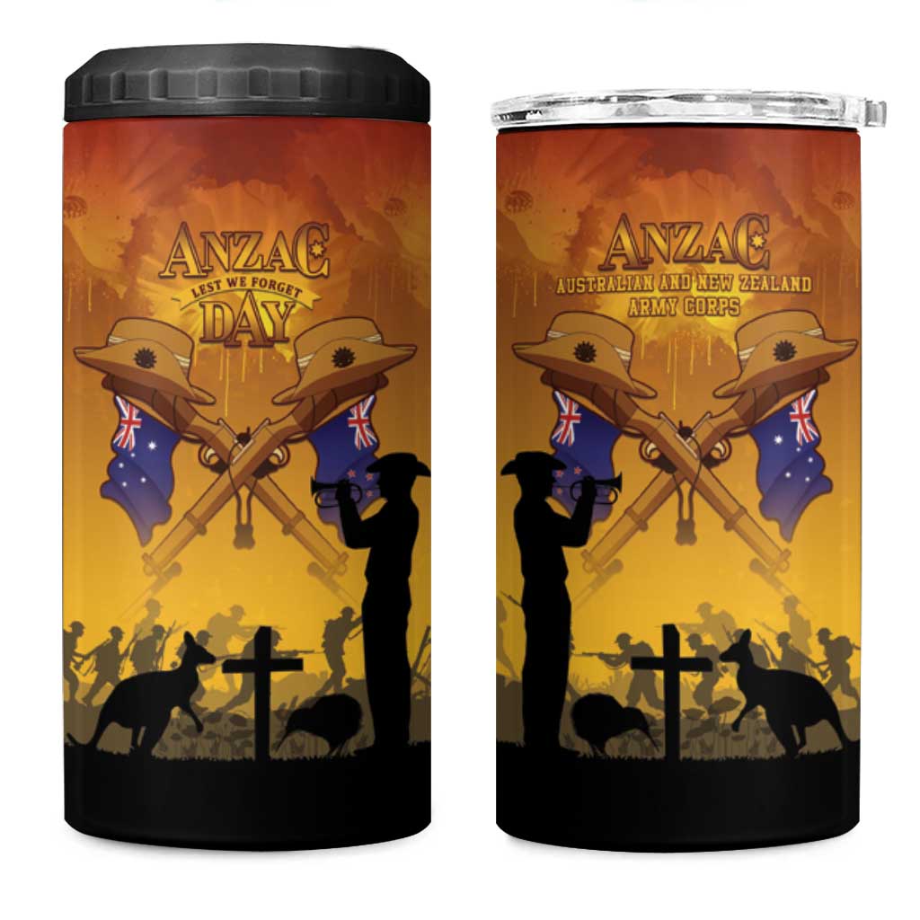 ANZAC Day 4 in 1 Can Cooler Tumbler Australia And New Zealand Slouch Hats LT05 One Size: 16 oz Yellow - Polynesian Pride