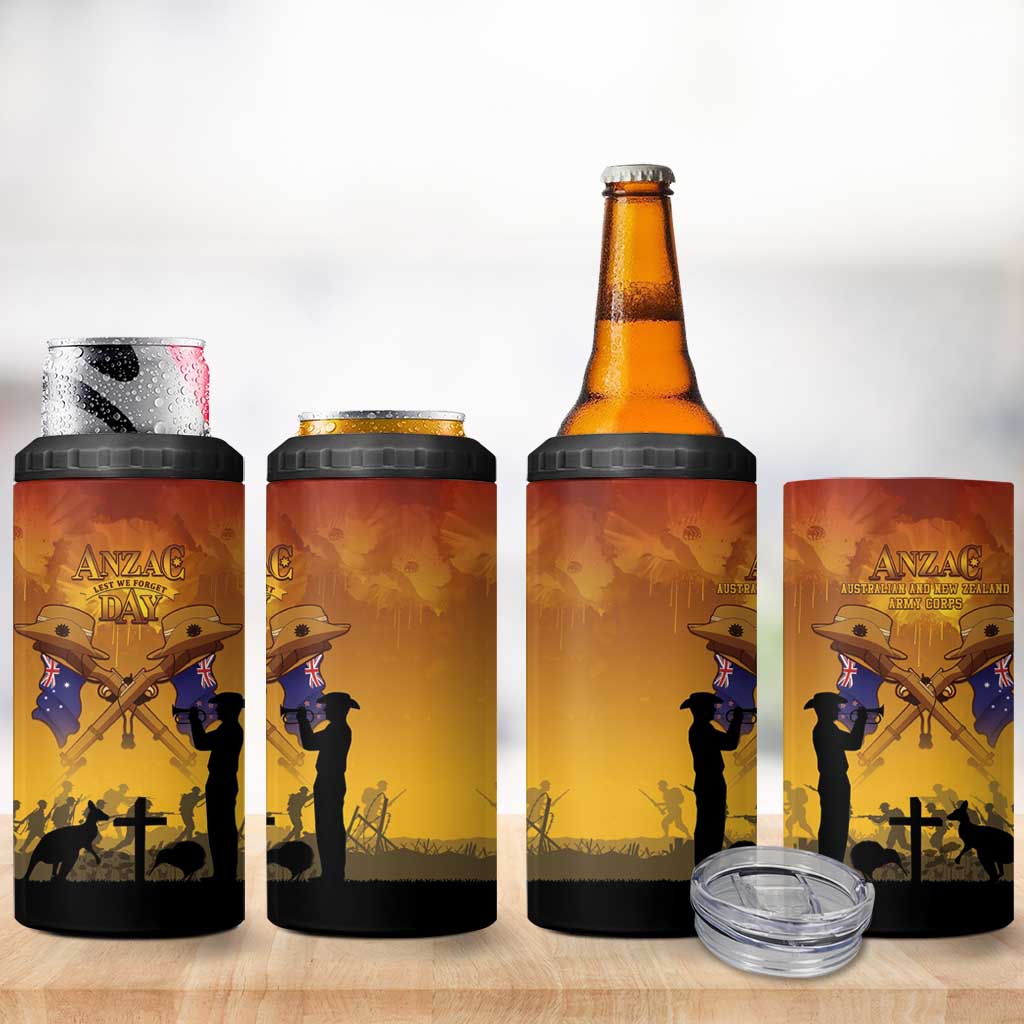 ANZAC Day 4 in 1 Can Cooler Tumbler Australia And New Zealand Slouch Hats LT05 - Polynesian Pride