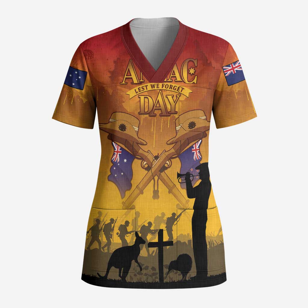 ANZAC Day Scrub Top Australia And New Zealand Slouch Hats - Polynesian Pride