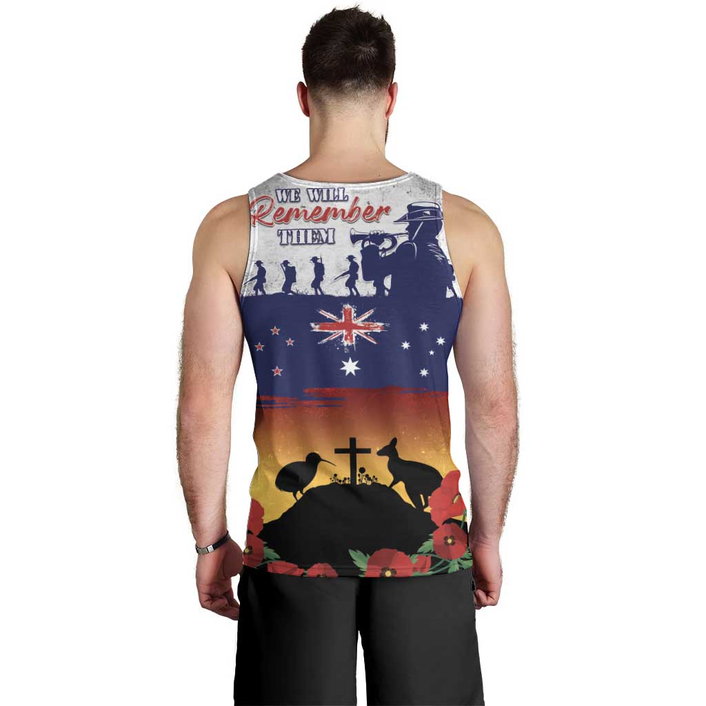 New Zealand And Australia ANZAC Last Post Men Tank Top