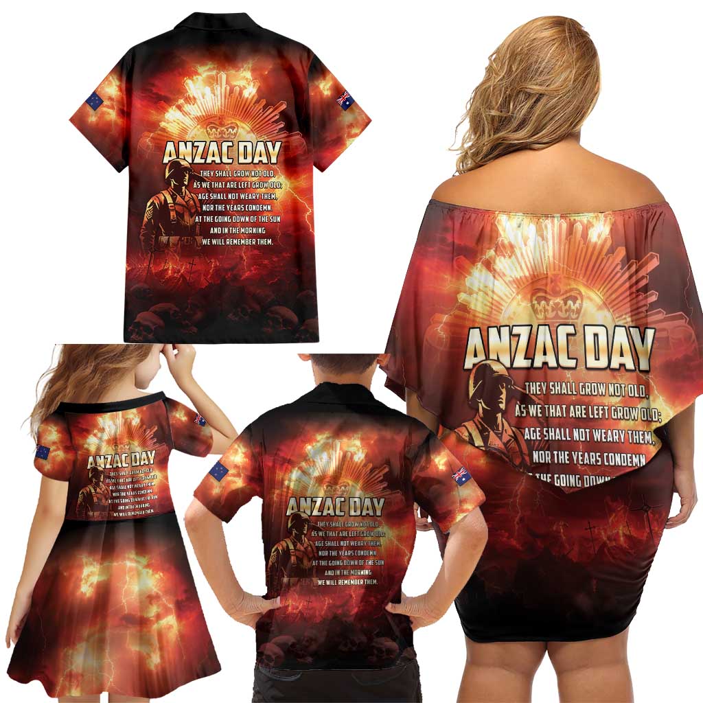 Honouring The ANZAC Spirit Family Matching Off Shoulder Short Dress and Hawaiian Shirt Gallipoli Lest We Forget