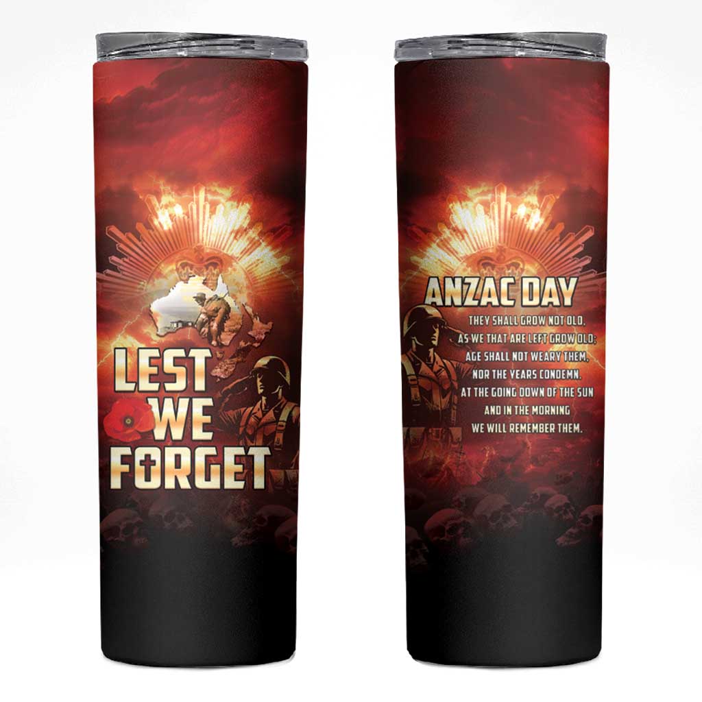 Honouring The ANZAC Spirit Skinny Tumbler Gallipoli Lest We Forget LT05 Red - Polynesian Pride