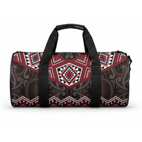 New Zealand Aotearoa Duffle Bag Red Taniko Art Maori Pattern