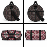 New Zealand Aotearoa Duffle Bag Red Taniko Art Maori Pattern