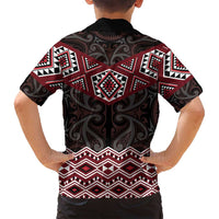 New Zealand Aotearoa Family Matching Long Sleeve Bodycon Dress and Hawaiian Shirt Red Taniko Art Maori Pattern LT05 - Polynesian Pride