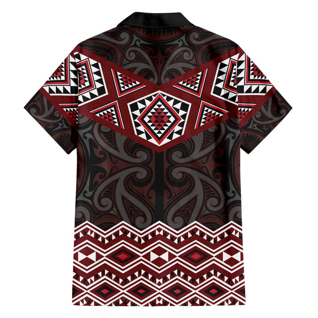 New Zealand Aotearoa Family Matching Long Sleeve Bodycon Dress and Hawaiian Shirt Red Taniko Art Maori Pattern LT05 - Polynesian Pride