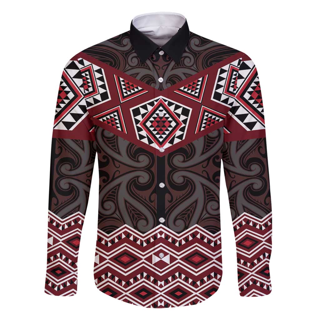 New Zealand Aotearoa Family Matching Summer Maxi Dress and Hawaiian Shirt Red Taniko Art Maori Pattern