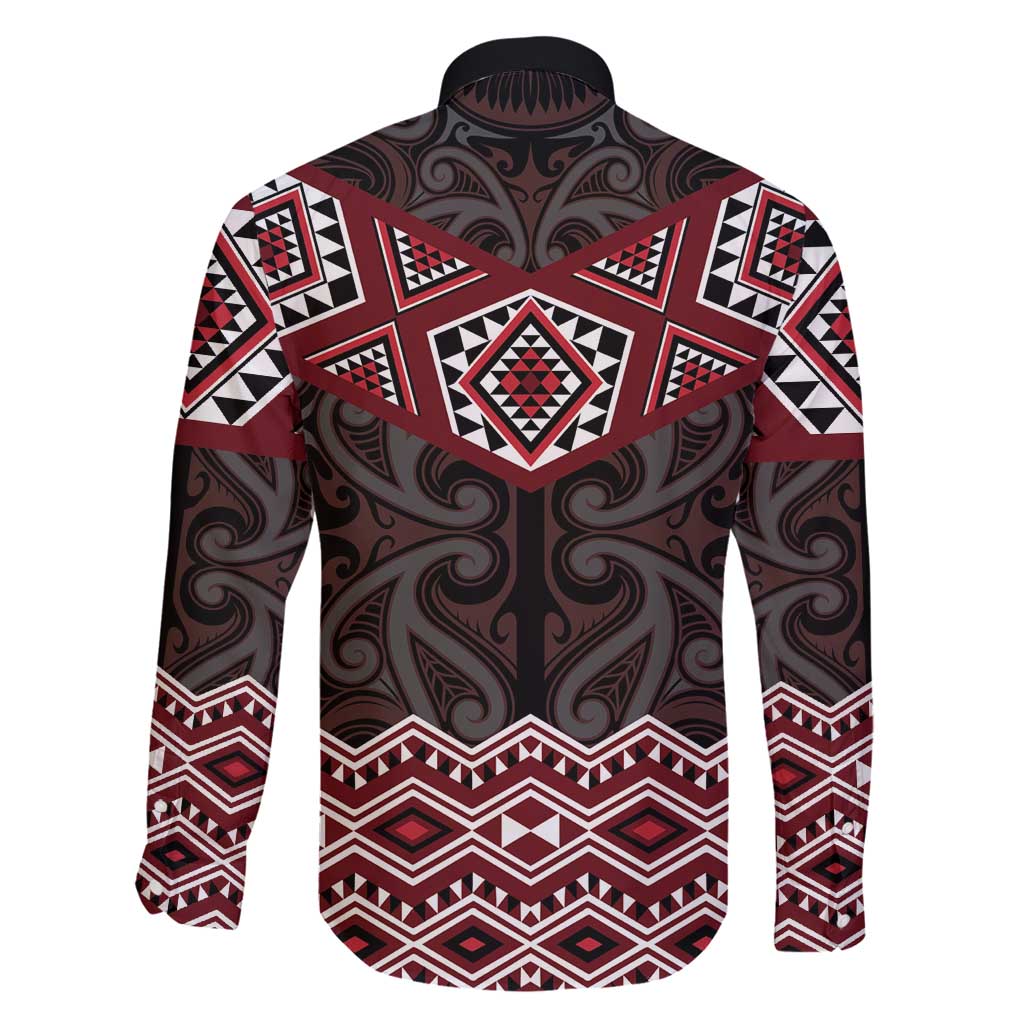 New Zealand Aotearoa Family Matching Summer Maxi Dress and Hawaiian Shirt Red Taniko Art Maori Pattern