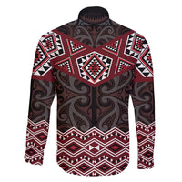 New Zealand Aotearoa Family Matching Summer Maxi Dress and Hawaiian Shirt Red Taniko Art Maori Pattern