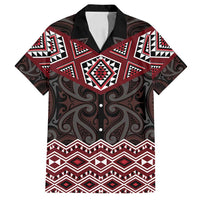 New Zealand Aotearoa Family Matching Tank Maxi Dress and Hawaiian Shirt Red Taniko Art Maori Pattern LT05 Dad's Shirt - Short Sleeve Red - Polynesian Pride