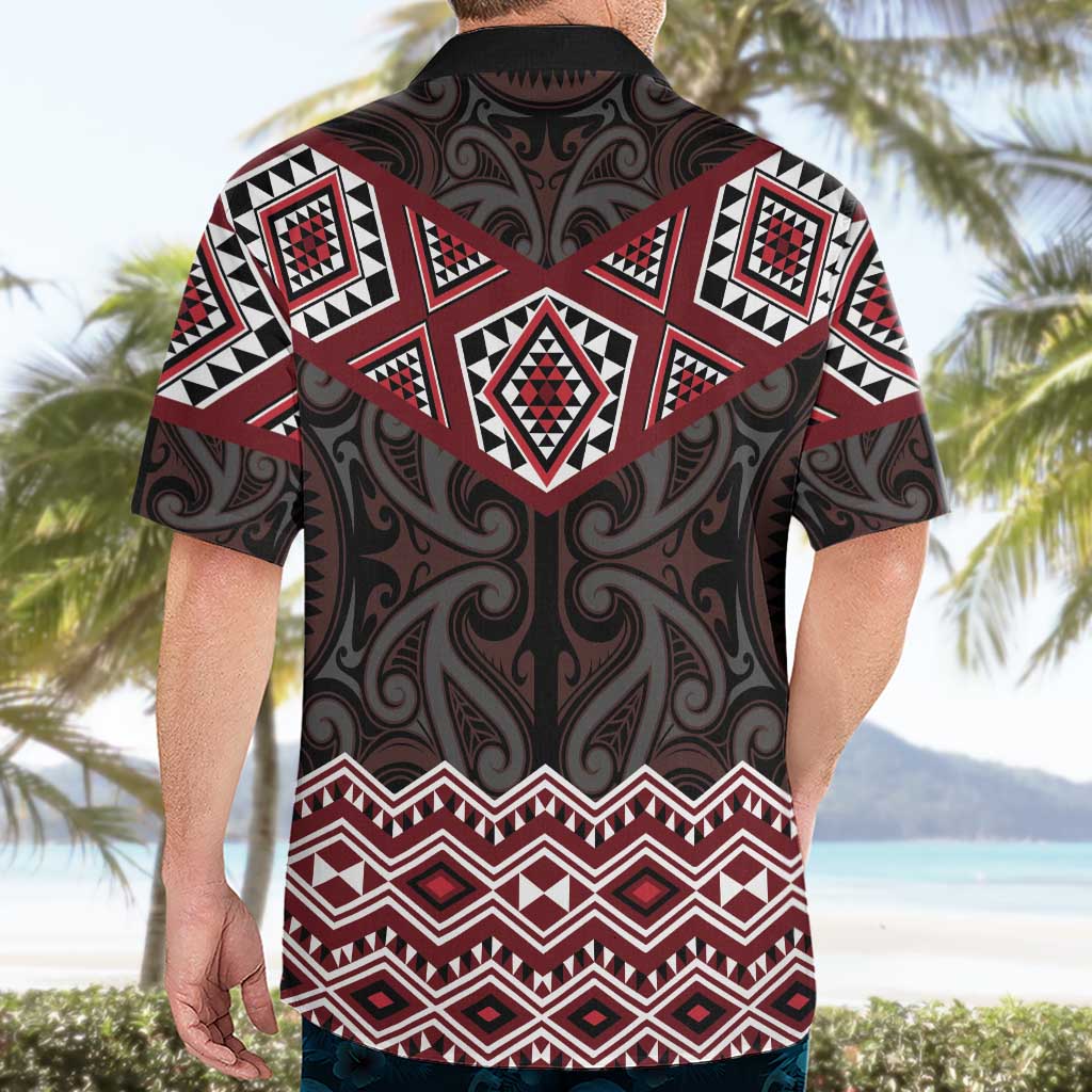 New Zealand Aotearoa Hawaiian Shirt Red Taniko Art Maori Pattern