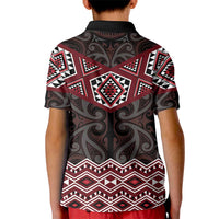 New Zealand Aotearoa Kid Polo Shirt Red Taniko Art Maori Pattern LT05 - Polynesian Pride