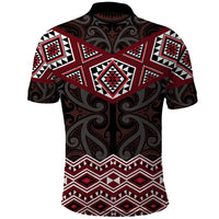 New Zealand Aotearoa Polo Shirt Red Taniko Art Maori Pattern
