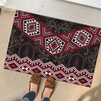New Zealand Aotearoa Rubber Doormat Red Taniko Art Maori Pattern