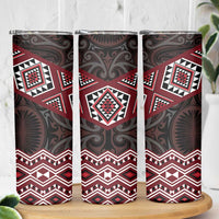 New Zealand Aotearoa Skinny Tumbler Red Taniko Art Maori Pattern LT05 - Polynesian Pride