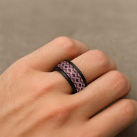 New Zealand Aotearoa Spinner Ring Red Taniko Art Maori Pattern