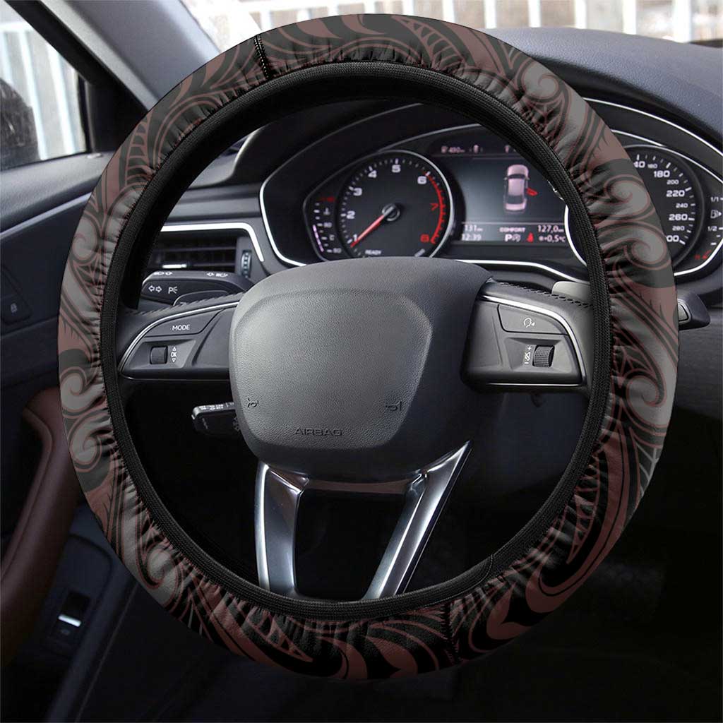 New Zealand Aotearoa Steering Wheel Cover Red Taniko Art Maori Pattern