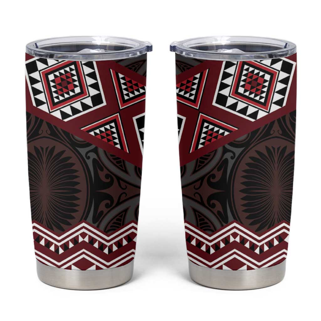 New Zealand Aotearoa Tumbler Cup Red Taniko Art Maori Pattern LT05 Red - Polynesian Pride