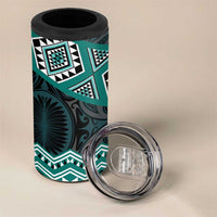 New Zealand Aotearoa 4 in 1 Can Cooler Tumbler Turquoise Taniko Art Maori Pattern LT05 - Polynesian Pride