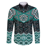 New Zealand Aotearoa Family Matching Puletasi and Hawaiian Shirt Turquoise Taniko Art Maori Pattern