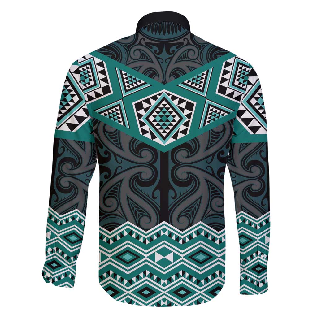 New Zealand Aotearoa Family Matching Short Sleeve Bodycon Dress and Hawaiian Shirt Turquoise Taniko Art Maori Pattern LT05 - Polynesian Pride