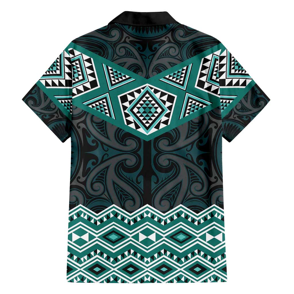 New Zealand Aotearoa Family Matching Tank Maxi Dress and Hawaiian Shirt Turquoise Taniko Art Maori Pattern LT05 - Polynesian Pride