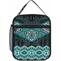 New Zealand Aotearoa Lunch Bag Turquoise Taniko Art Maori Pattern LT05 10.2 × 8.3 × 4.3 inch Turquoise - Polynesian Pride