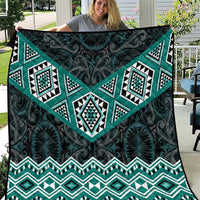 New Zealand Aotearoa Quilt Turquoise Taniko Art Maori Pattern LT05 Turquoise - Polynesian Pride