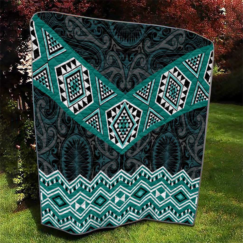 New Zealand Aotearoa Quilt Turquoise Taniko Art Maori Pattern LT05 - Polynesian Pride