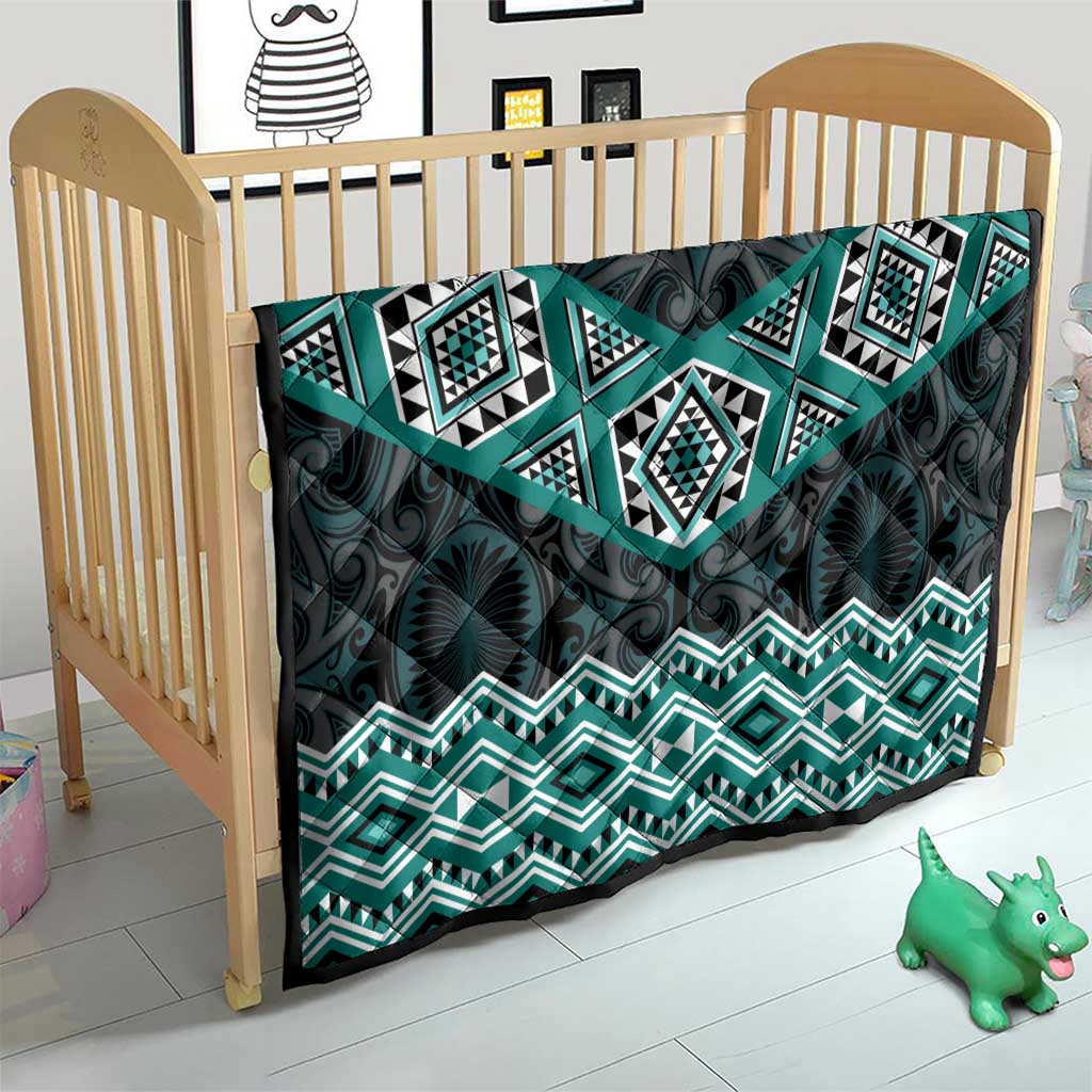 New Zealand Aotearoa Quilt Turquoise Taniko Art Maori Pattern LT05 - Polynesian Pride