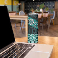 New Zealand Aotearoa Skinny Tumbler Turquoise Taniko Art Maori Pattern LT05 - Polynesian Pride