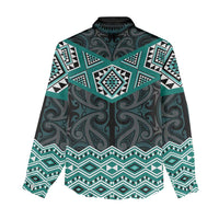 New Zealand Aotearoa Women Casual Shirt Turquoise Taniko Art Maori Pattern LT05 - Polynesian Pride