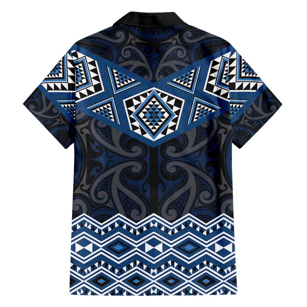 New Zealand Aotearoa Family Matching Tank Maxi Dress and Hawaiian Shirt Blue Taniko Art Maori Pattern LT05 - Polynesian Pride