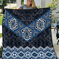 New Zealand Aotearoa Quilt Blue Taniko Art Maori Pattern LT05 Blue - Polynesian Pride
