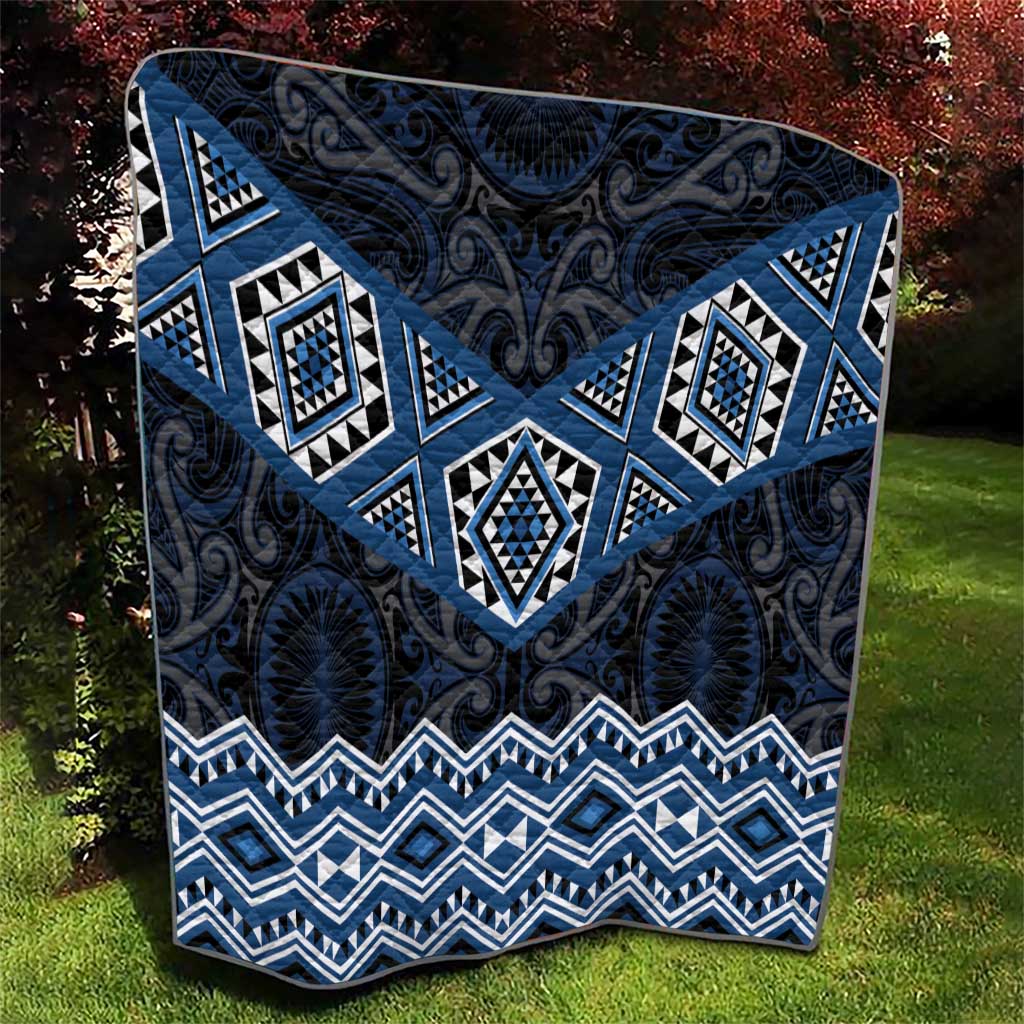 New Zealand Aotearoa Quilt Blue Taniko Art Maori Pattern LT05 - Polynesian Pride