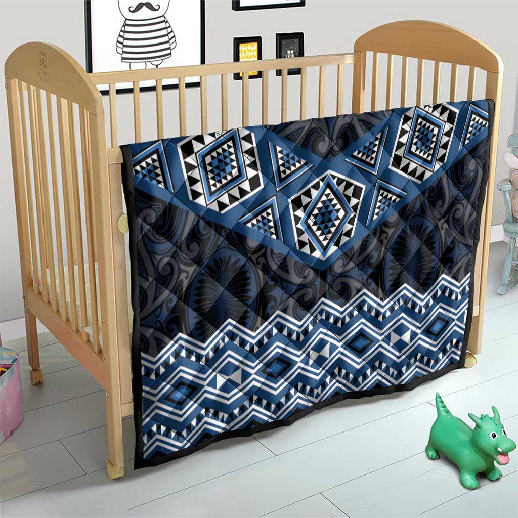New Zealand Aotearoa Quilt Blue Taniko Art Maori Pattern LT05 - Polynesian Pride