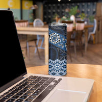 New Zealand Aotearoa Skinny Tumbler Blue Taniko Art Maori Pattern LT05 - Polynesian Pride