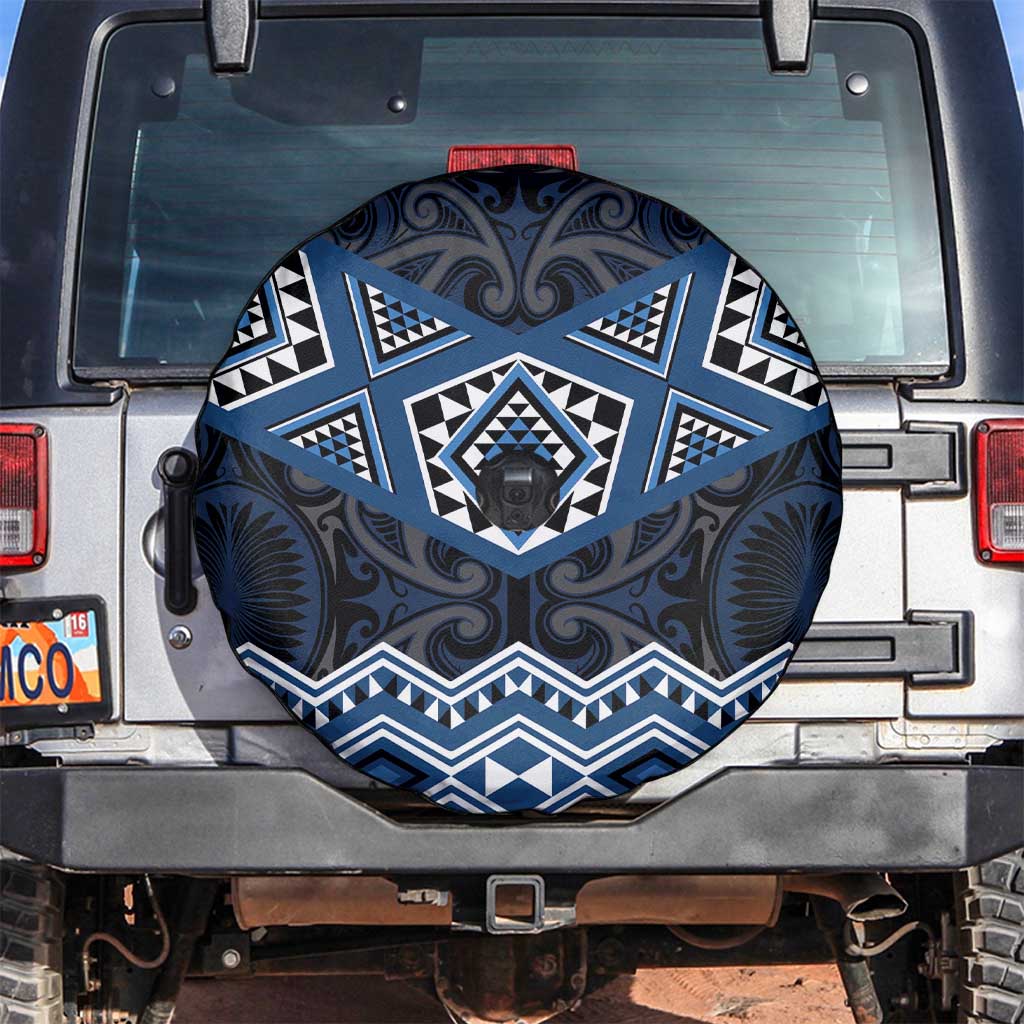 New Zealand Aotearoa Spare Tire Cover Blue Taniko Art Maori Pattern LT05 Blue - Polynesian Pride