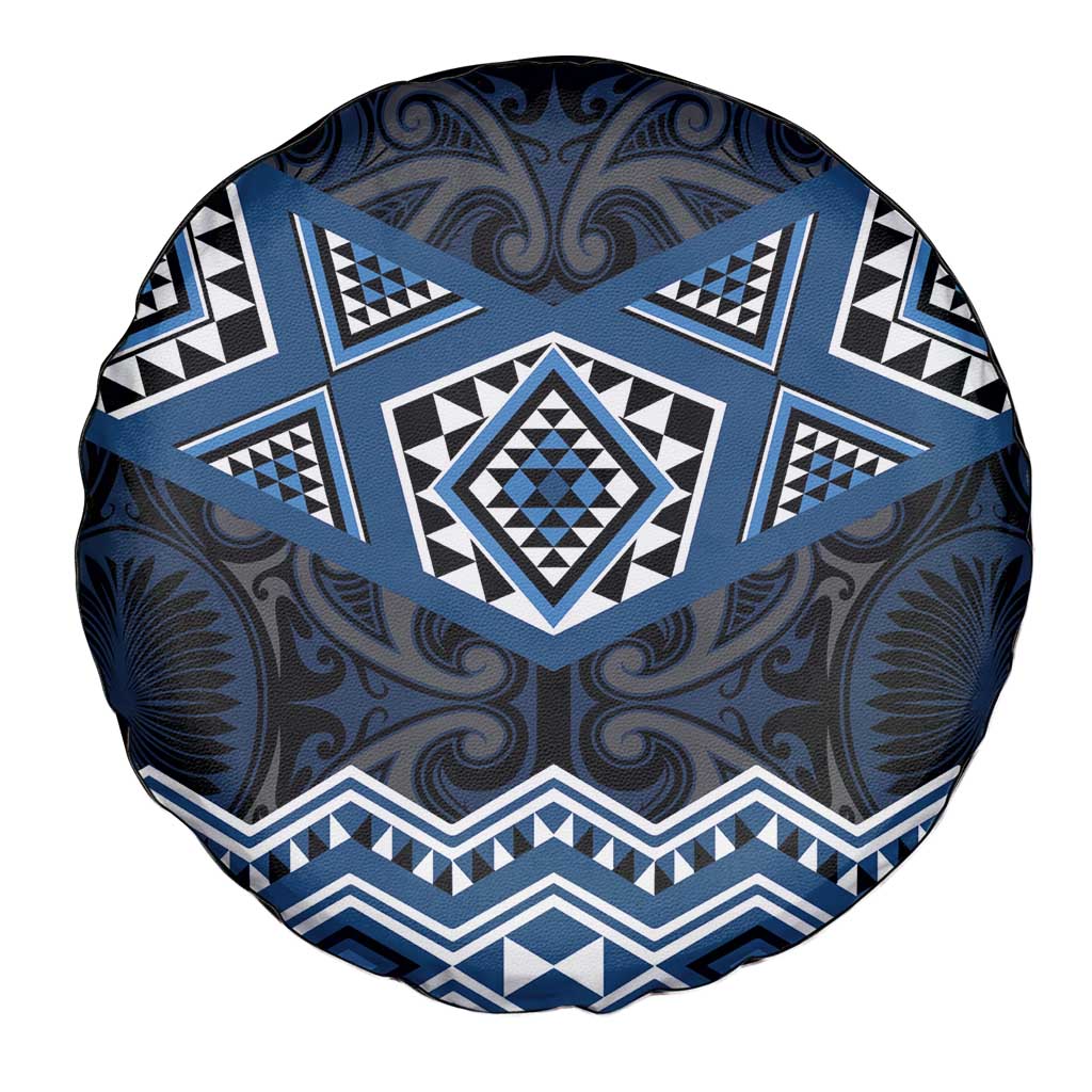 New Zealand Aotearoa Spare Tire Cover Blue Taniko Art Maori Pattern LT05 - Polynesian Pride